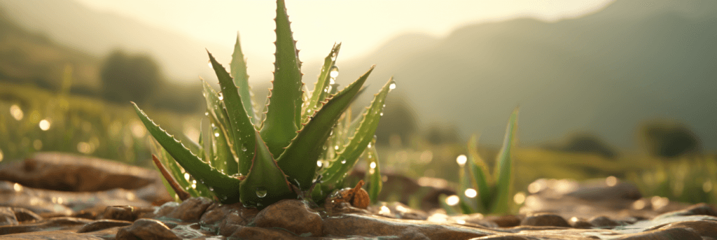 Image illustrant la question : 'Does aloe vera help acne?' à travers une représentation visuelle des propriétés curatives de l'aloe vera