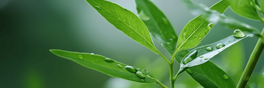 Close-up of fresh Lawsonia inermis Linn leaves, a plant known for henna benefits for skin