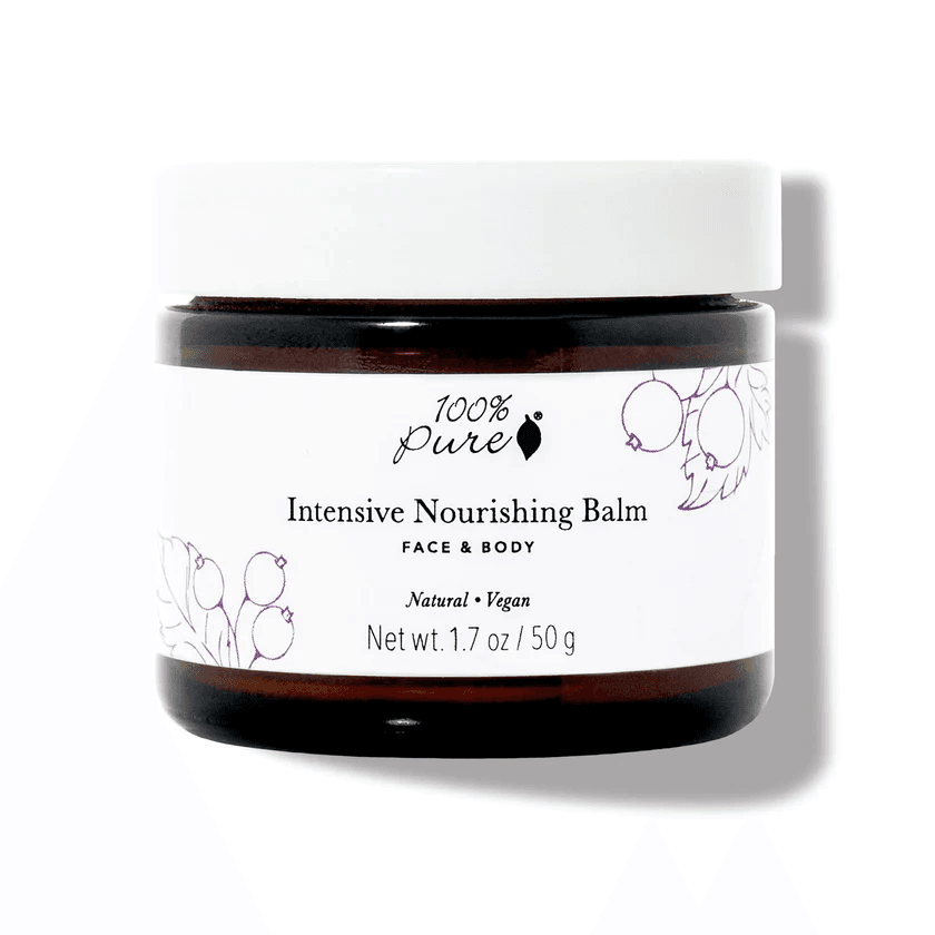 Image of 100% Pure Intensive Nourishing Balm for face and body, a natural and vegan product, a potential contender for the best natural moisturizer for sensitive skin